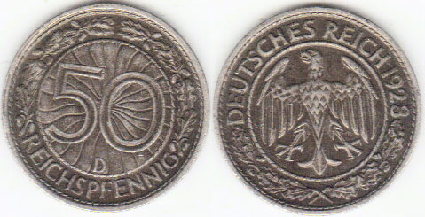 1928 D Germany 50 Pfennig A001890